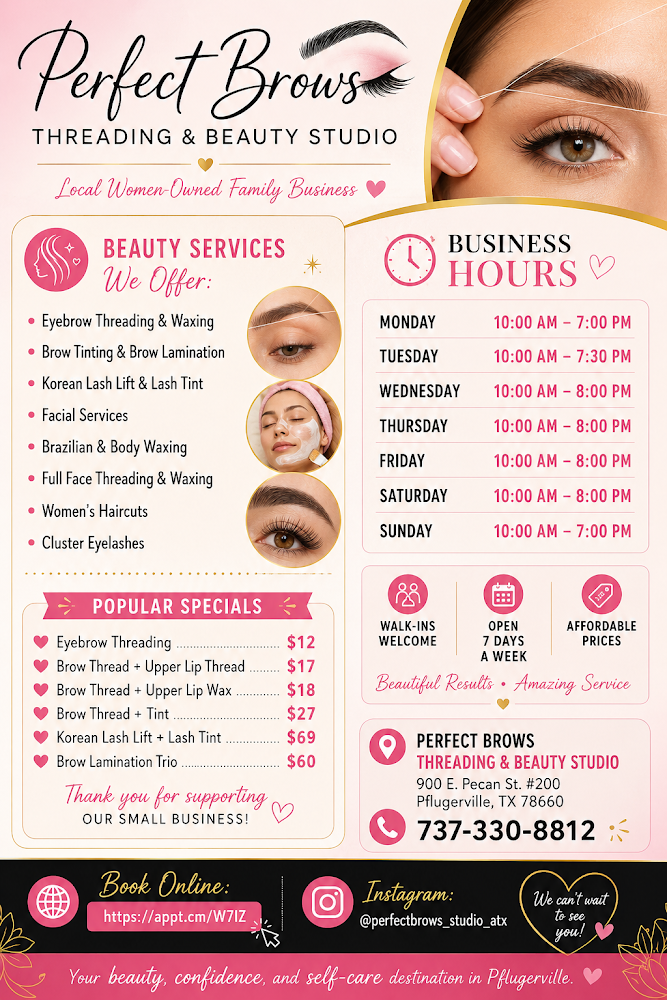Perfect Brows Threading, Tinting, Eyelashes & Body Waxing | Korean Lash Lift & Lash Tint | Brow Lamination~ Facials Studio primary photo